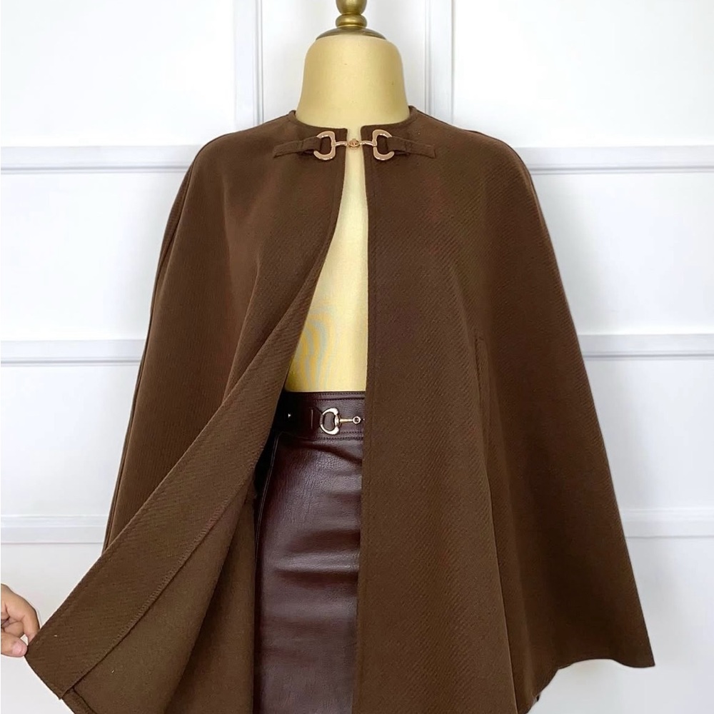 Brown horsebit cape